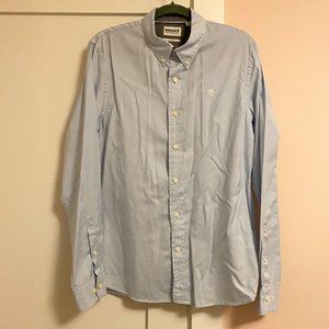 Timberland Shirt Long Sleeve Slim Fit Baby Blue Polker Dot Size M 100% cotton
